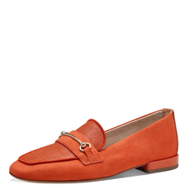 Mocassins orange de la marque Tamaris. Référence 24224-42 606 Orange. Disponible chez Chauss'Family magasin de chaussures à Issoire.