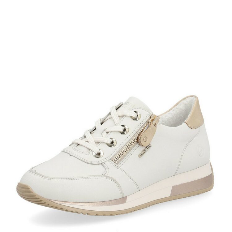 Baskets beiges pour femme marque Remonte. Référence D0H11-81 Offwhite. Disponible chez Chauss'Family magasin de chaussures à Issoire.