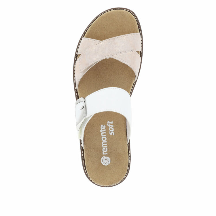 Mules semelles amovibles pour femme de la marque Remonte. Référence : D2048-90 Rosegold. Disponible chez Chauss'Family magasin de chaussures Issoire.