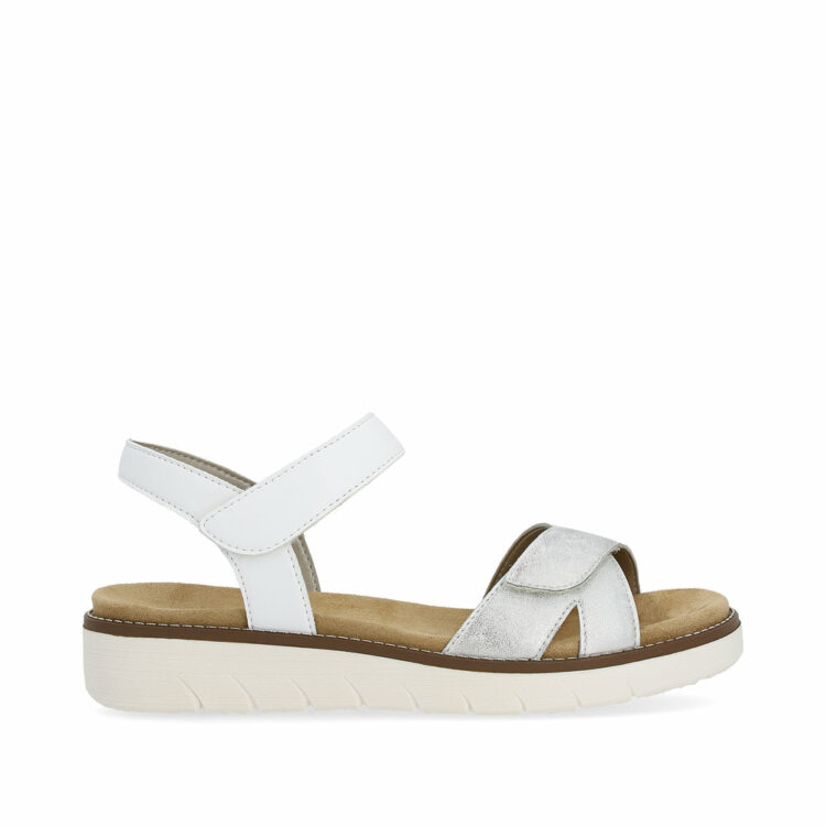 Sandales blanches avec semelles amovibles pour femme de la marque Remonte. Référence : D2049-82 Ice. Disponible chez Chauss'Family à Issoire.