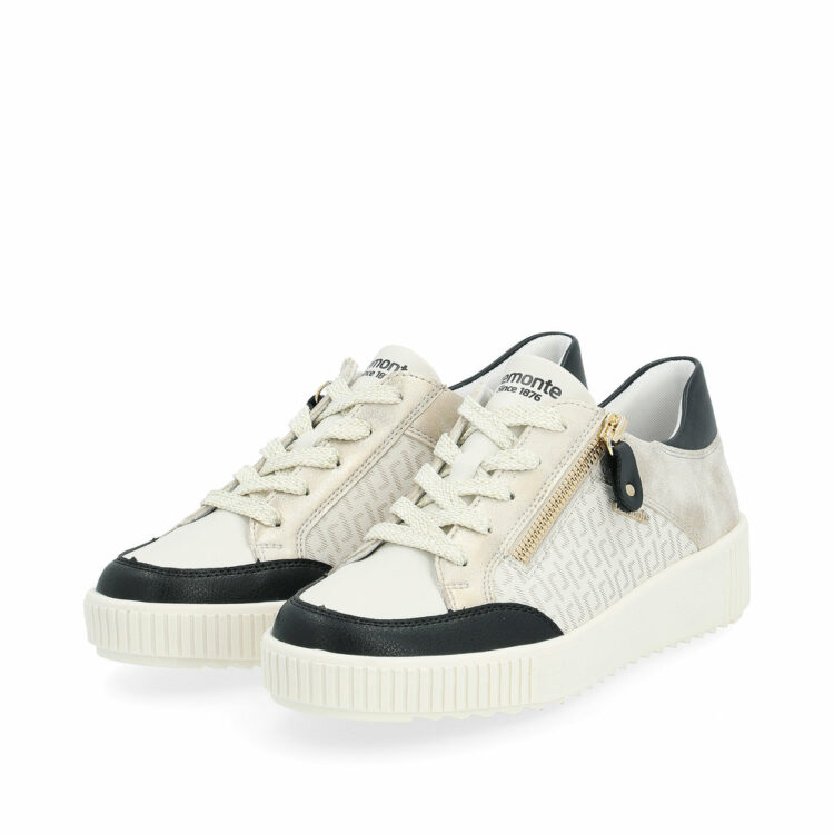 Baskets blanches et noires pour femme marque Remonte. Référence R7901-80 Nero. Disponible chez Chauss'Family magasin de chaussures à Issoire.