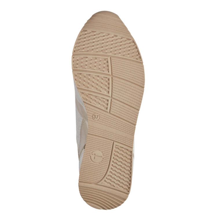 Sneakers blanches de la marque Tamaris. Référence 23603-42 147 Offwhite comb. Disponible chez Chauss'Family magasin de chaussures à Issoire.