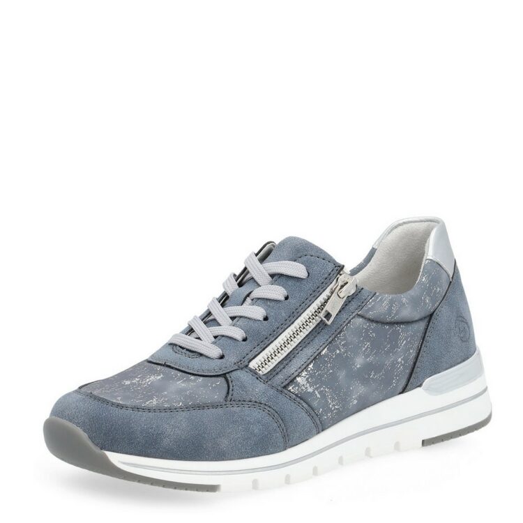 Baskets bleues pour femme marque Remonte. Référence R6700-13 Lightblue. Disponible chez Chauss'Family magasin de chaussures à Issoire.