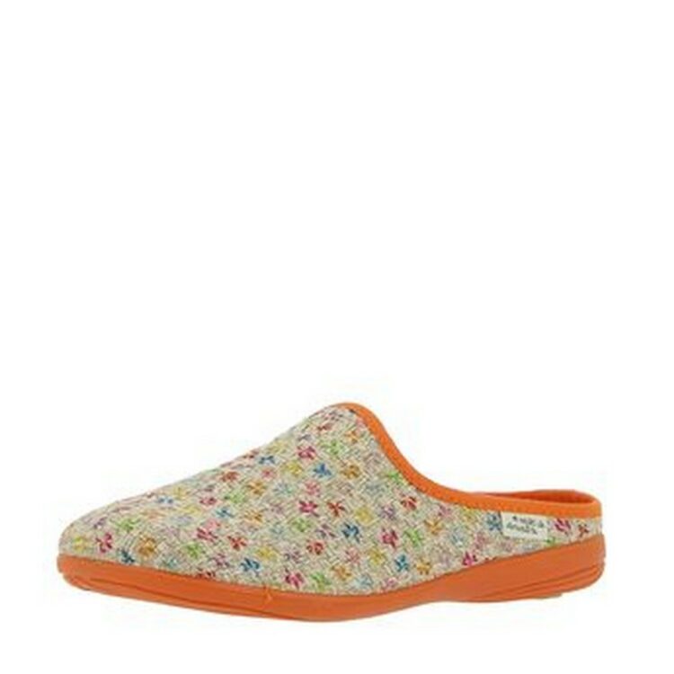 Mules motif pour femme de la marque La maison de l'espadrille référence 2054 orange. Disponible chez Chauss'Family magasin de chaussures à Issoire.