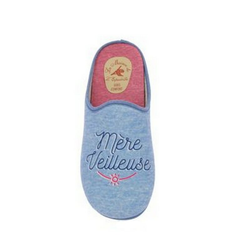 Mules motif maman pour femme de la marque La maison de l'espadrille référence 2502 Bleu. Disponible chez Chauss'Family magasin chaussures Issoire