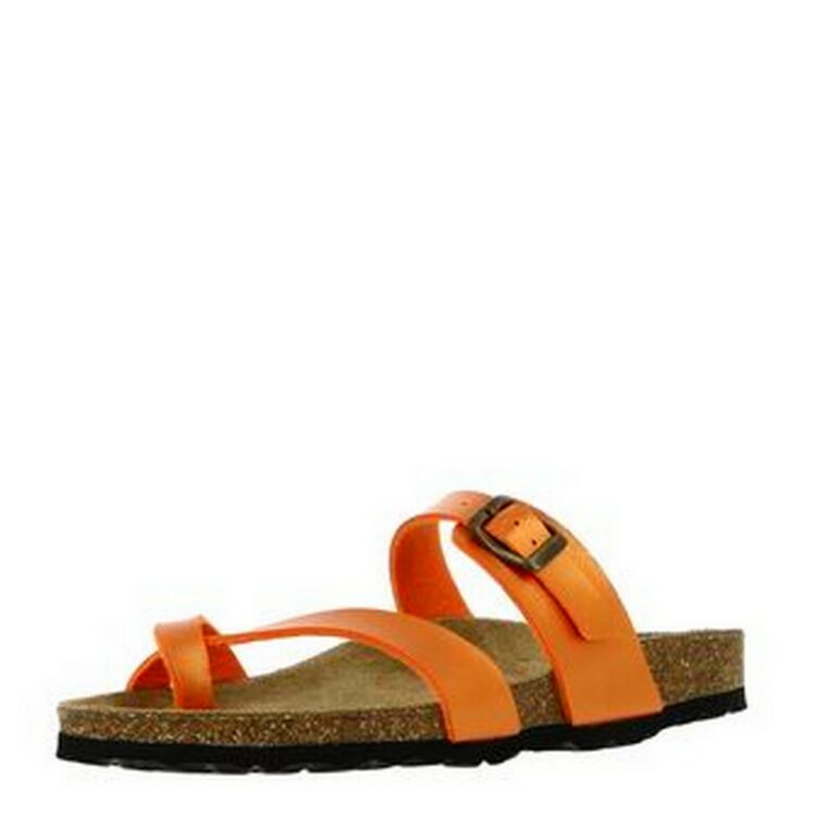 Mules entre-doigts compensées de la marque La maison de l'espadrille. Référence : 3526 orange. Disponible chez Chauss'Family magasin de chaussures à Issoire