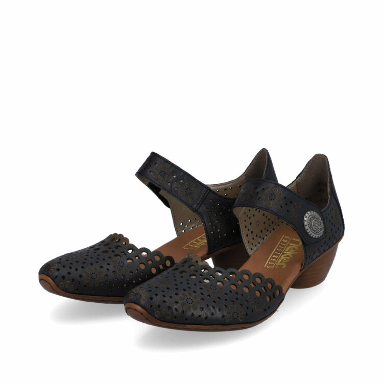 Chaussures à talons bout fermé de la marque Rieker 43753-14 Pazifik. Référence Disponible chez Chauss'Family magasin de chaussures à Issoire.
