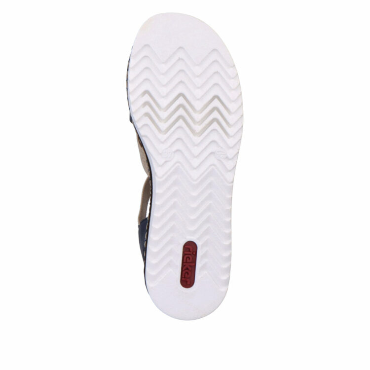 Sandales bleus pour femme de la marque Rieker. Référence : 679L4-16 Pazifik. Disponible chez Chauss'Family magasin de chaussures à Issoire.