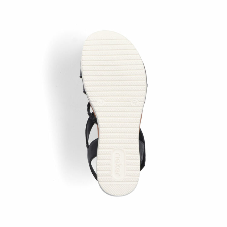 Sandales bleu marine pour femme de la marque Rieker. Référence : V3773-00 Schwarz. Disponible chez Chauss'Family magasin de chaussures à Issoire.