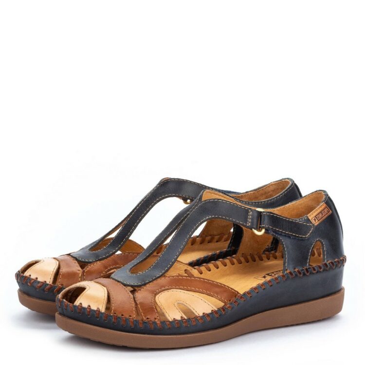 Sandales avec contrefort pour femme de la marque Pikolinos. Référence : Cadaques W8K-1569C1 Ocean. Disponible chez Chauss'Family à Issoire.