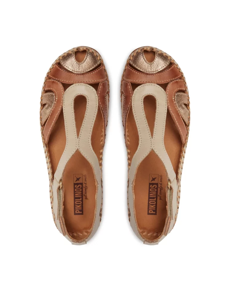 Sandales avec contrefort pour femme de la marque Pikolinos. Référence : Cadaques W8K-1569C4 Marfil. Disponible chez Chauss'Family à Issoire.
