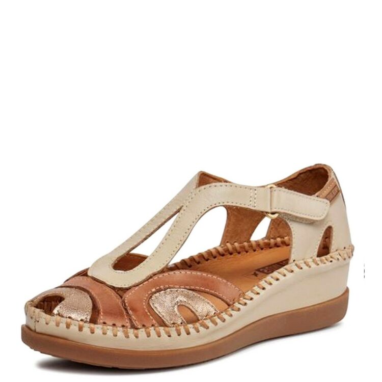 Sandales avec contrefort pour femme de la marque Pikolinos. Référence : Cadaques W8K-1569C4 Marfil. Disponible chez Chauss'Family à Issoire.