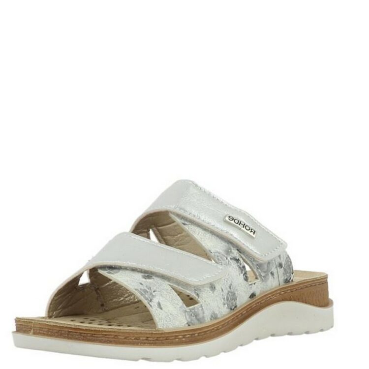 Mules réglables argentées pour femme de la marque Rohde. Référence : 1302 Offwhite. Disponible chez Chauss'Family magasin de chaussures à Issoire.