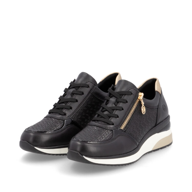 Baskets compensées pour femme marque Remonte. Référence D2417-03 Schwarz. Disponible chez Chauss'Family magasin de chaussures Issoire.