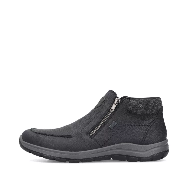 Bottillons noirs fermeture éclair de la marque Rieker. Référence : 03660-00 noir. Disponible chez Chauss'Family magasin de chaussures à Issoire.