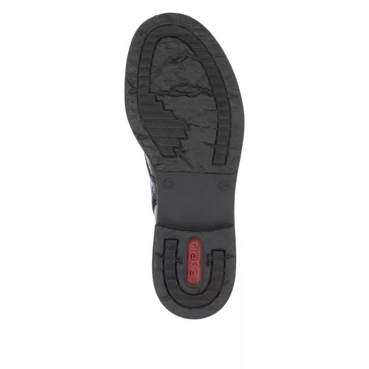 Bottines vertes vernies de la marque Rieker pour femme. Référence : 71205-90 Vert. Disponible chez Chauss'Family magasin de chaussures à Issoire.