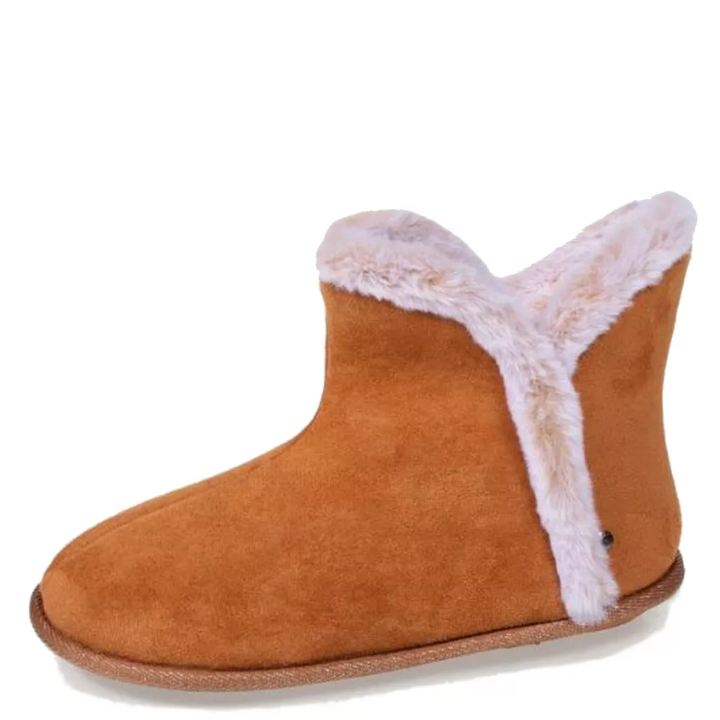 Bottillon chaud camel pour femme marque Isotoner. Référence 97391 Camel. Disponible chez Chauss'Family magasin de chaussures à Issoire.