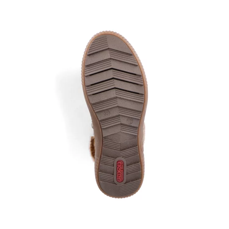 Bottines chaudes kaki pour femme marque Rieker. Référence Z6636-54 kaki. Disponible chez Chauss'Family magasin de chaussures Issoire.