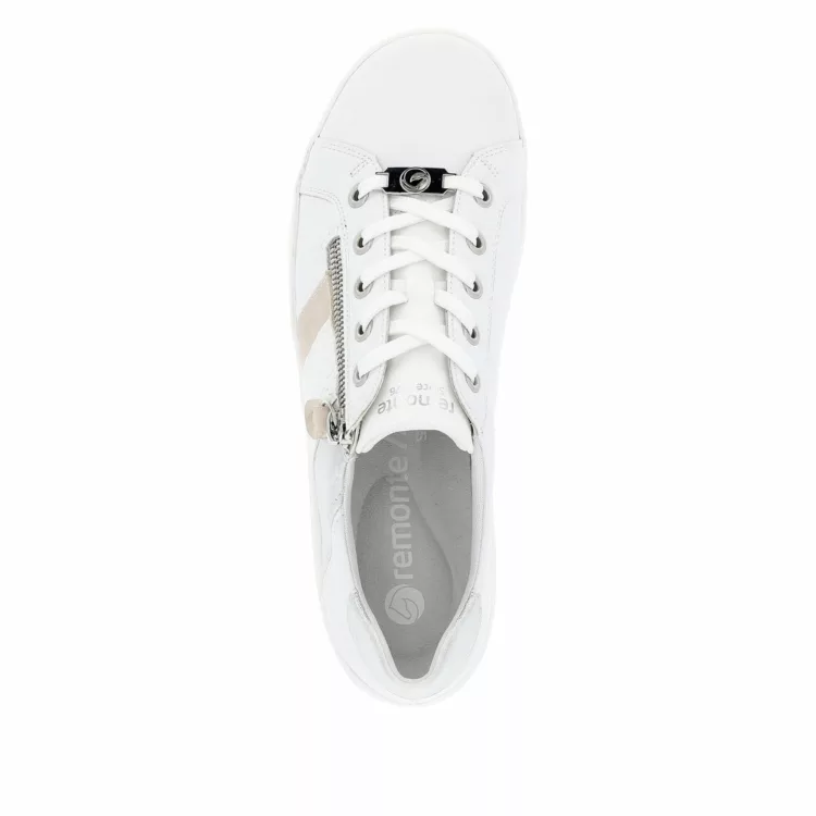 Baskets blanches pour femme de la marque Remonte. Référence D1E00-81 Weiss. Disponible chez Chauss'Family magasin de chaussures à Issoire.
