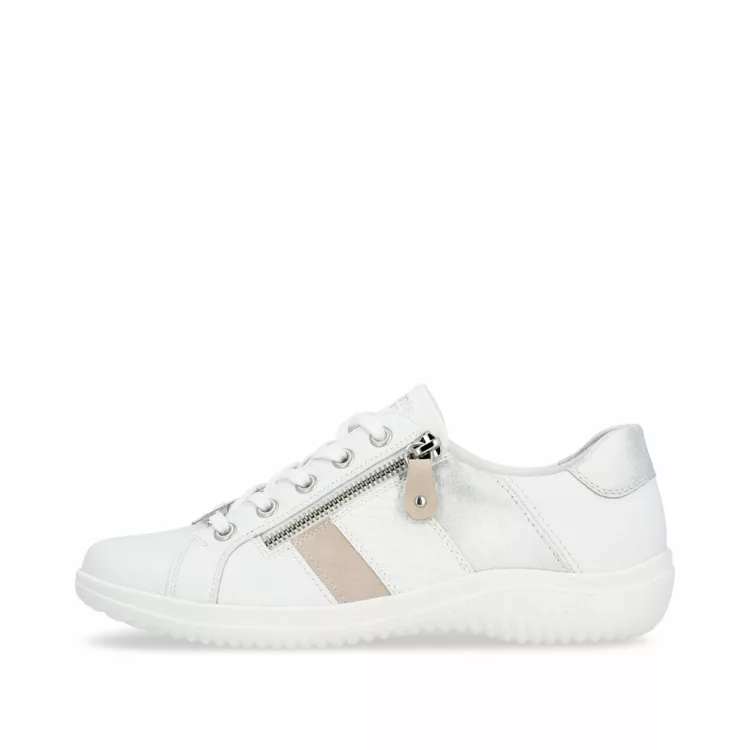 Baskets blanches pour femme de la marque Remonte. Référence D1E00-81 Weiss. Disponible chez Chauss'Family magasin de chaussures à Issoire.