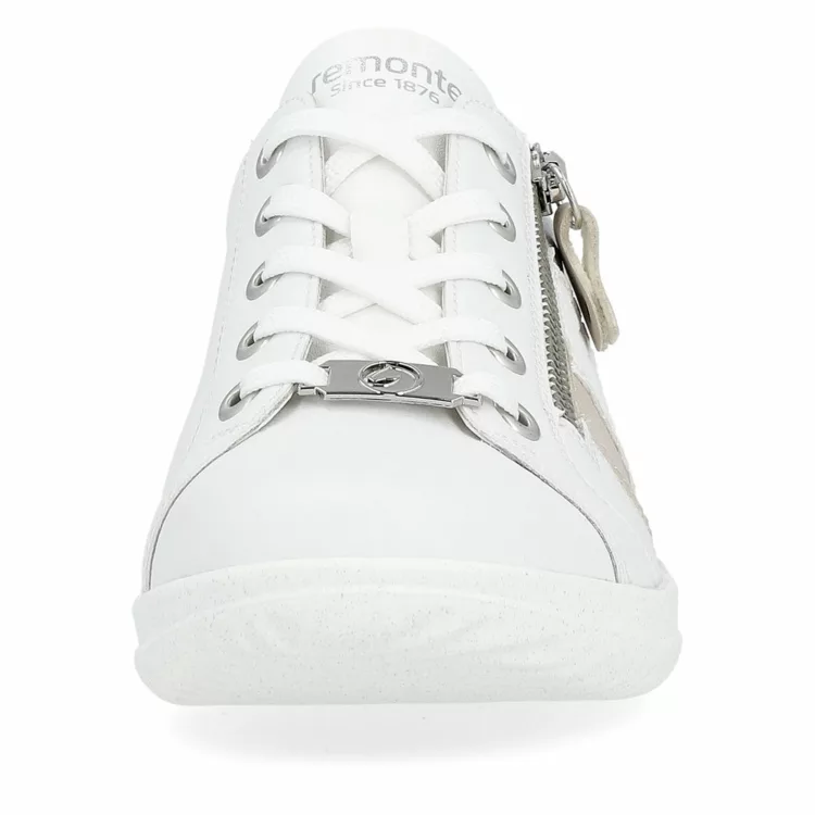 Baskets blanches pour femme de la marque Remonte. Référence D1E00-81 Weiss. Disponible chez Chauss'Family magasin de chaussures à Issoire.