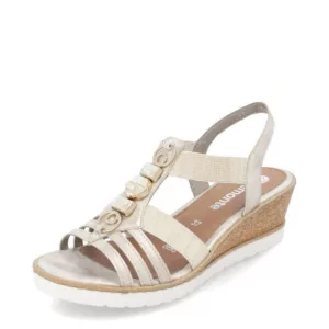 Sandales élastiquées compensées pour femme de la marque Remonte. Référence : R6264-91 Leder . Disponible chez Chauss'Family magasin de chaussures à Issoire.