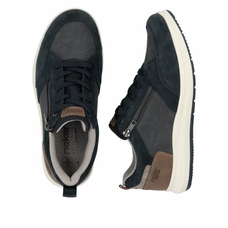 Baskets larges bleu marine pour femme de la marque Remonte. Référence : 16901-15 Pazifik. Chauss'Family Issoire magasin de chaussures à Issoire.