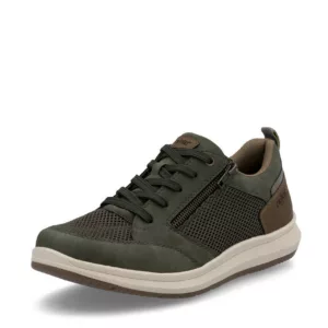 Baskets larges kaki pour homme marque Rieker. Référence 16901-54 Moor. Disponible chez Chauss'Family magasin de chaussures à Issoire.