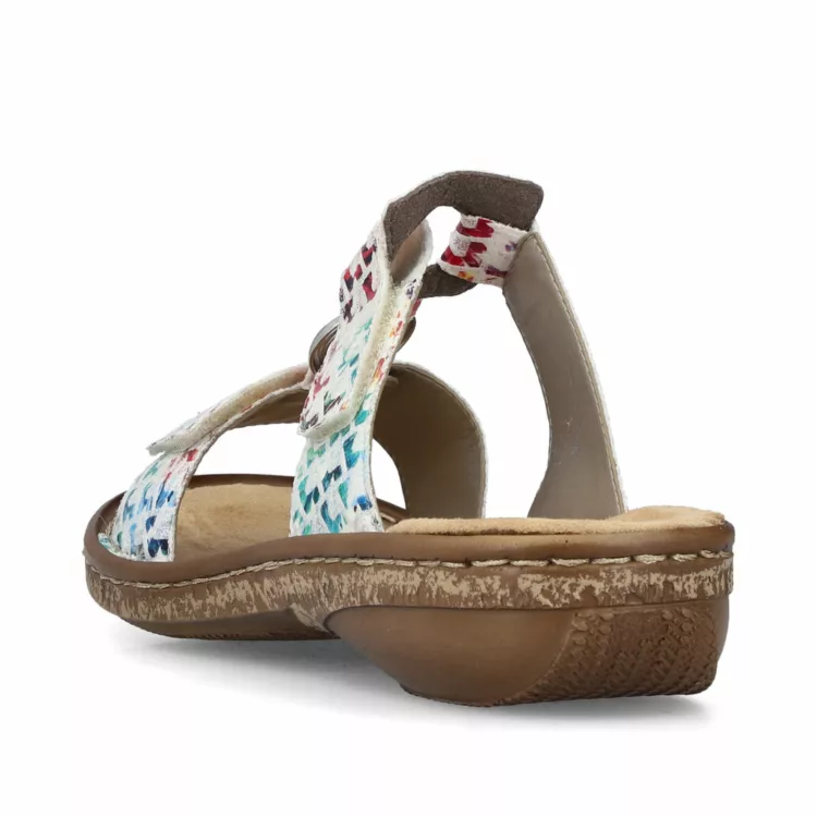 Mules réglables multicolores Rieker. Référence 628P9-90 Multicolore . Disponible chee Chauss'Family magasin de chaussures à Issoire.