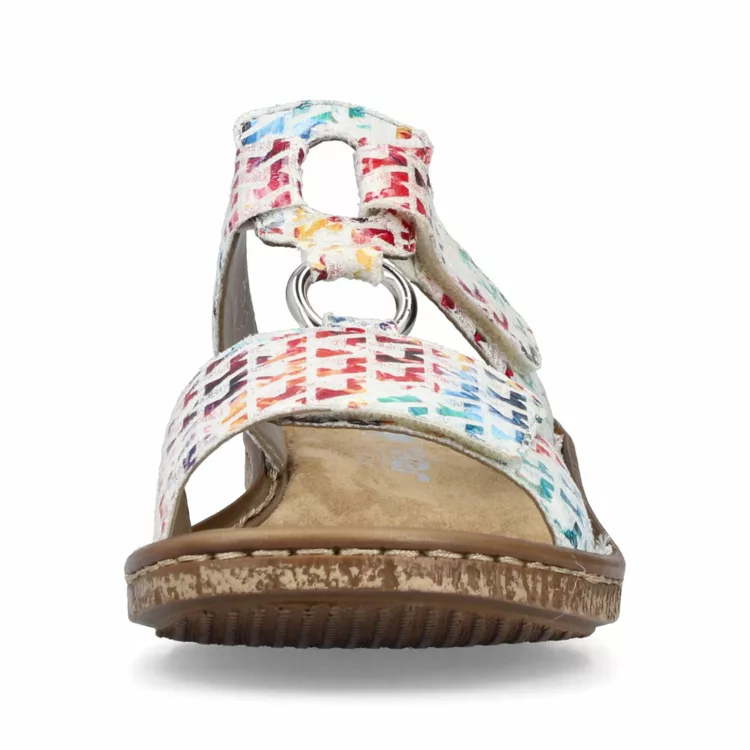 Mules réglables multicolores Rieker. Référence 628P9-90 Multicolore . Disponible chee Chauss'Family magasin de chaussures à Issoire.