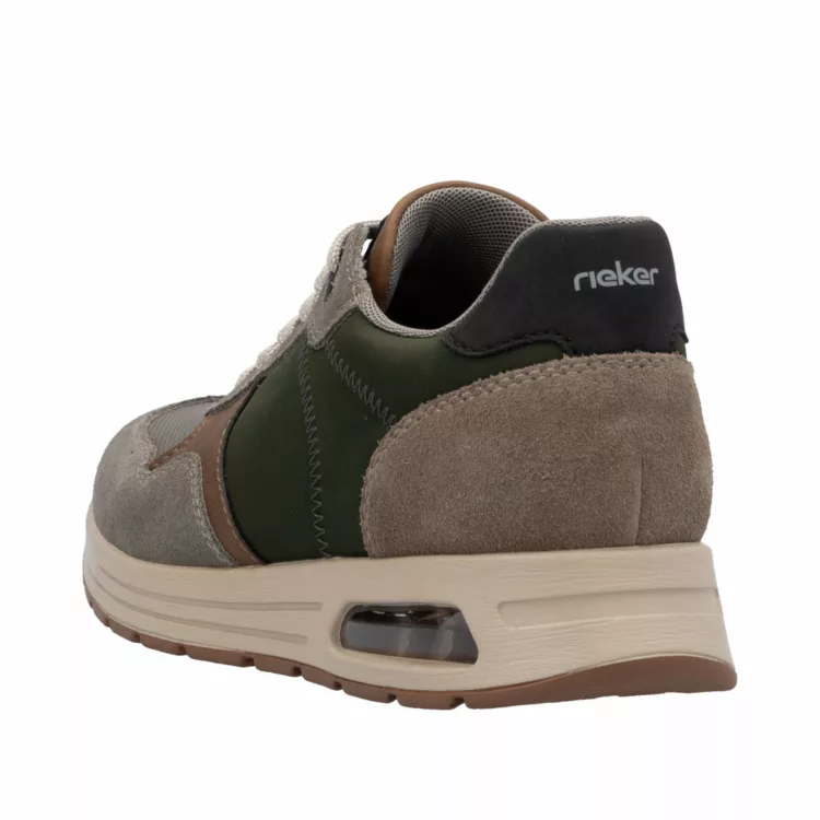 Baskets gris et kaki pour homme de la marque Remonte. Référence : B1000-60 Merino Dunst. Chauss'Family Issoire magasin de chaussures à Issoire.