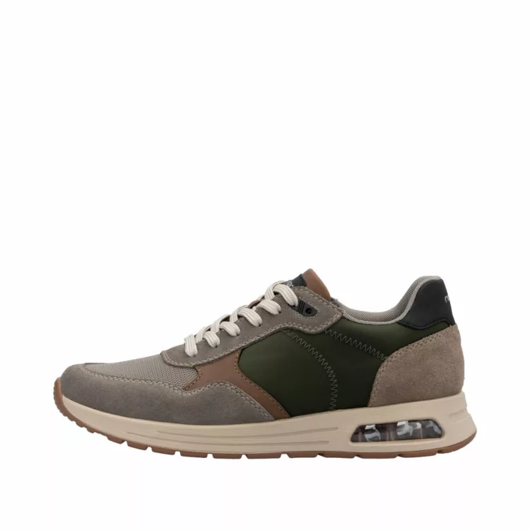 Baskets gris et kaki pour homme de la marque Remonte. Référence : B1000-60 Merino Dunst. Chauss'Family Issoire magasin de chaussures à Issoire.
