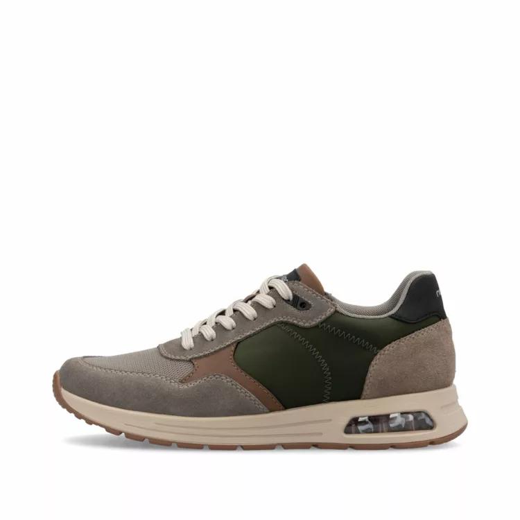 Baskets gris et kaki pour homme de la marque Remonte. Référence : B1000-60 Merino Dunst. Chauss'Family Issoire magasin de chaussures à Issoire.
