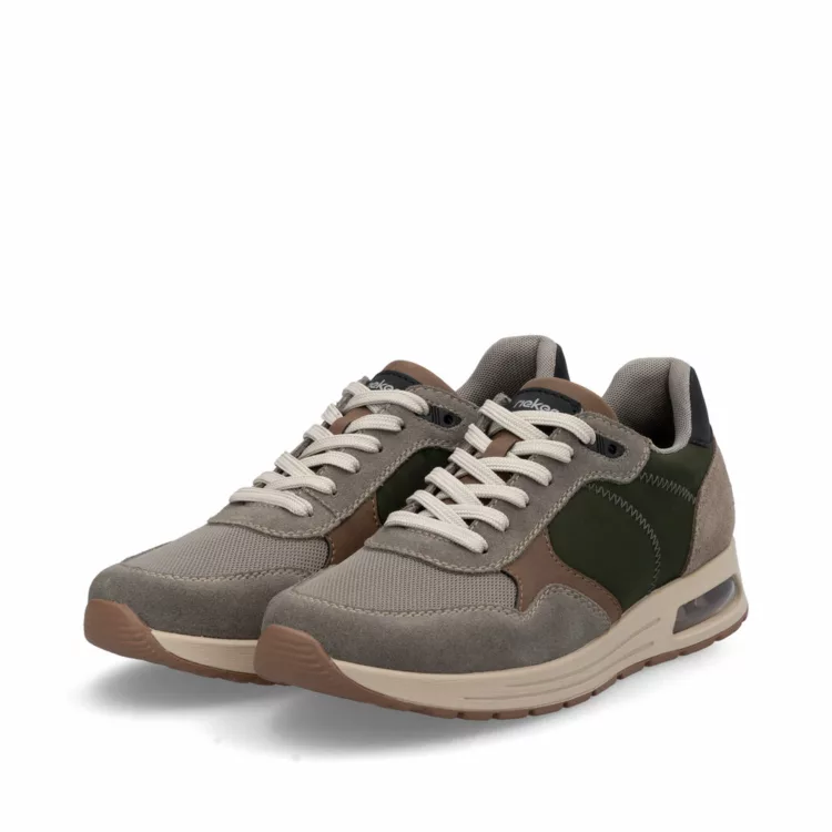 Baskets gris et kaki pour homme de la marque Remonte. Référence : B1000-60 Merino Dunst. Chauss'Family Issoire magasin de chaussures à Issoire.