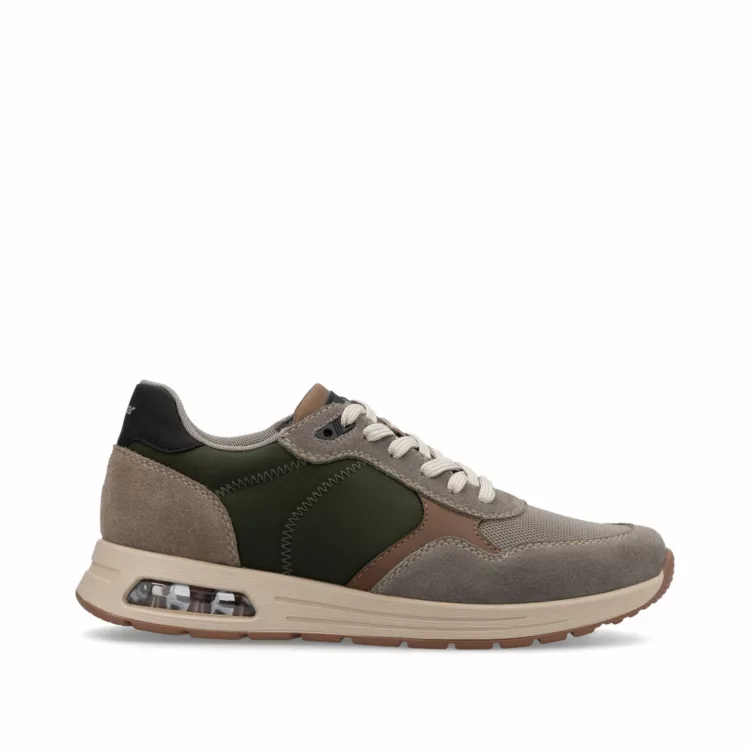 Baskets gris et kaki pour homme de la marque Remonte. Référence : B1000-60 Merino Dunst. Chauss'Family Issoire magasin de chaussures à Issoire.