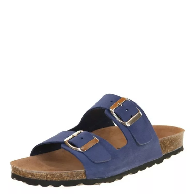 Mules deux brides marine La maison de l'espadrille pour femme. Référence : 3524 Marine. Disponible chez Chauss'Family magasin de chaussures à Issoire.