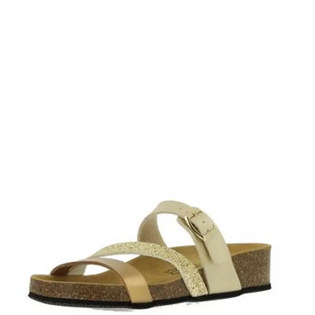 Mules dorées La maison de l'espadrille pour femme. Référence : 3532 Or. Disponible chez Chauss'Family magasin de chaussures à Issoire.
