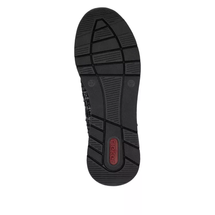 Baskets noires de la marque Rieker pour femme. Référence : 58902-01 Noir. Disponible chez Chauss'Family magasin de chaussures à Issoire.