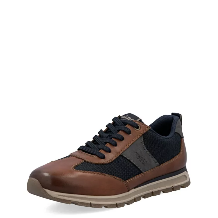 Baskets larges marron et bleu pour homme de la marque Rieker. Référence : B0507-24 Ocean. Disponible chez Chauss'Family magasin de chaussures à Issoire.