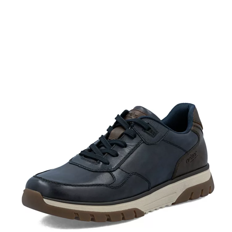Baskets grande largeur bleues de la marque Rieker. Référence : B9301-14 Pazifik. Disponible chez Chauss'Family magasin de chaussures à Issoire.