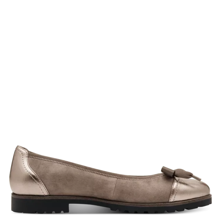 Ballerines taupes de la marque Tamaris pour femme. Référence : 22126-43 200 Grey. Disponible chez Chauss'Family magasin de chaussures à Issoire.
