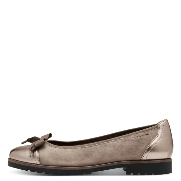 Ballerines taupes de la marque Tamaris pour femme. Référence : 22126-43 200 Grey. Disponible chez Chauss'Family magasin de chaussures à Issoire.