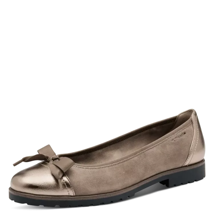 Ballerines taupes de la marque Tamaris pour femme. Référence : 22126-43 200 Grey. Disponible chez Chauss'Family magasin de chaussures à Issoire.