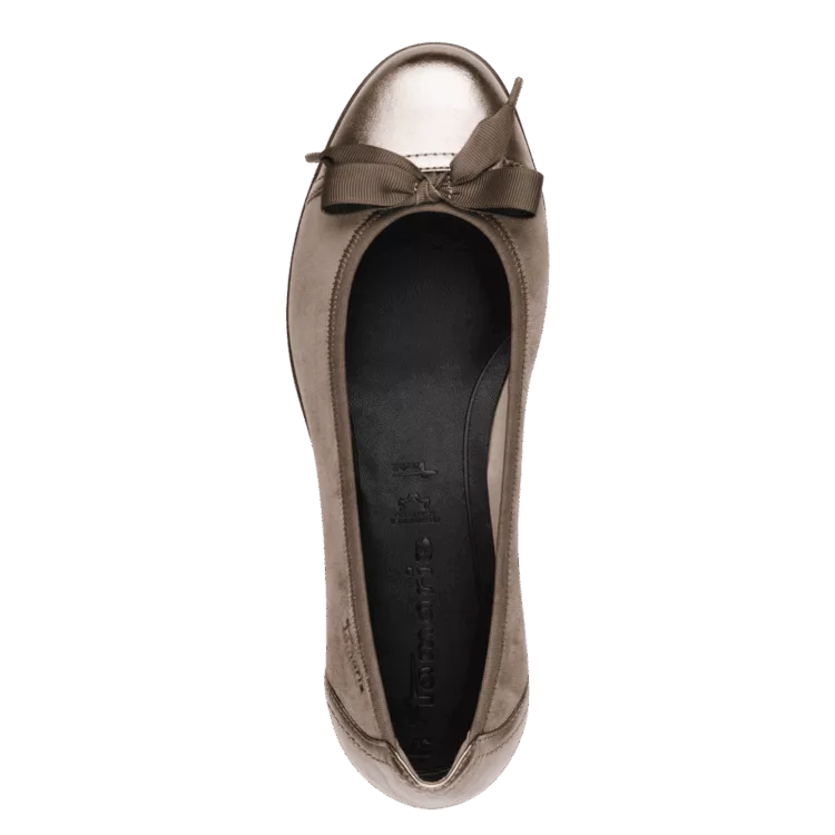 Ballerines taupes de la marque Tamaris pour femme. Référence : 22126-43 200 Grey. Disponible chez Chauss'Family magasin de chaussures à Issoire.