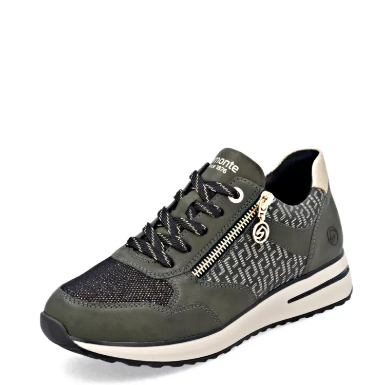 Baskets kaki pour femme de la marque Remonte pour femme. Référence D1G08-54 Kaki. Disponible chez Chauss'Family magasin de chaussures à Issoire.