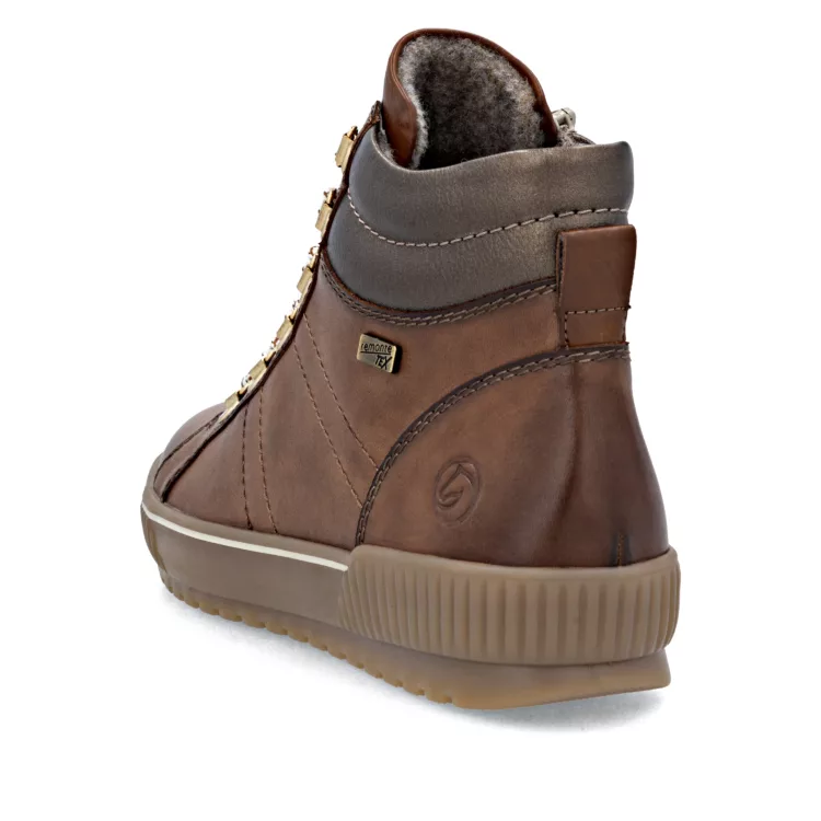 Baskets montantes marron pour femme marque Remonte. Référence D0781-24 Marron. Disponible chez Chauss'Family magasin de chaussures à Issoire.