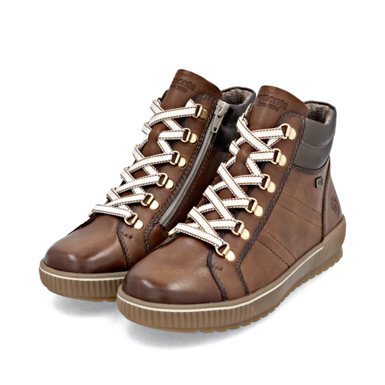 Baskets montantes marron pour femme marque Remonte. Référence D0781-24 Marron. Disponible chez Chauss'Family magasin de chaussures à Issoire.