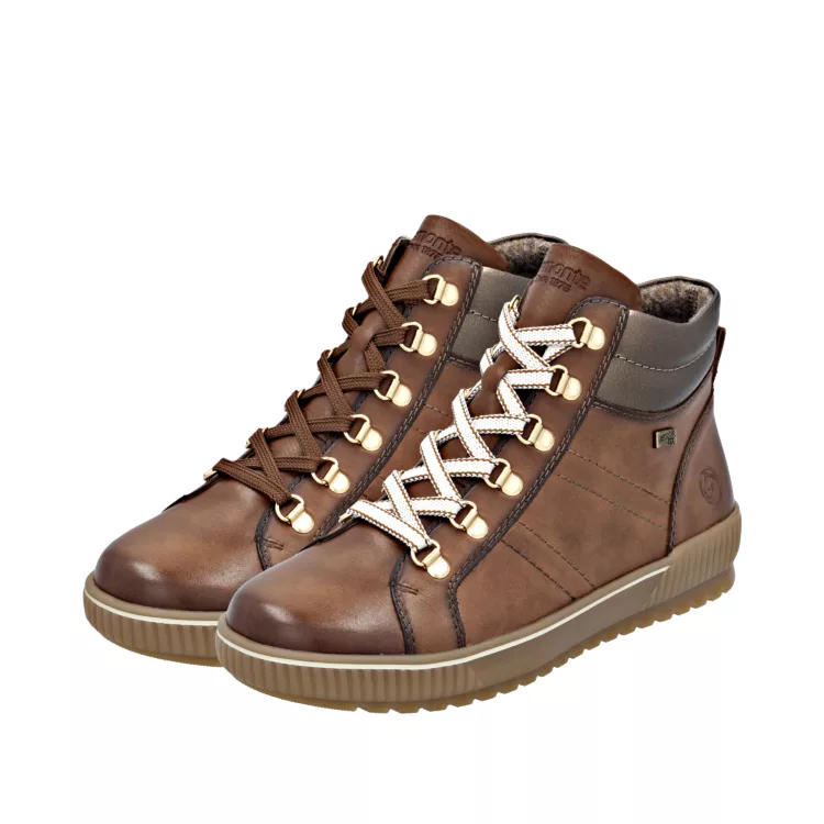 Baskets montantes marron pour femme marque Remonte. Référence D0781-24 Marron. Disponible chez Chauss'Family magasin de chaussures à Issoire.