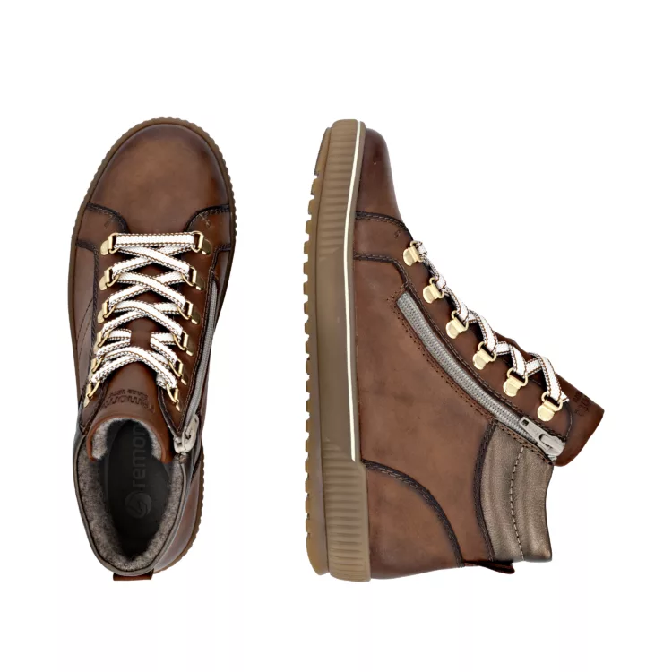 Baskets montantes marron pour femme marque Remonte. Référence D0781-24 Marron. Disponible chez Chauss'Family magasin de chaussures à Issoire.