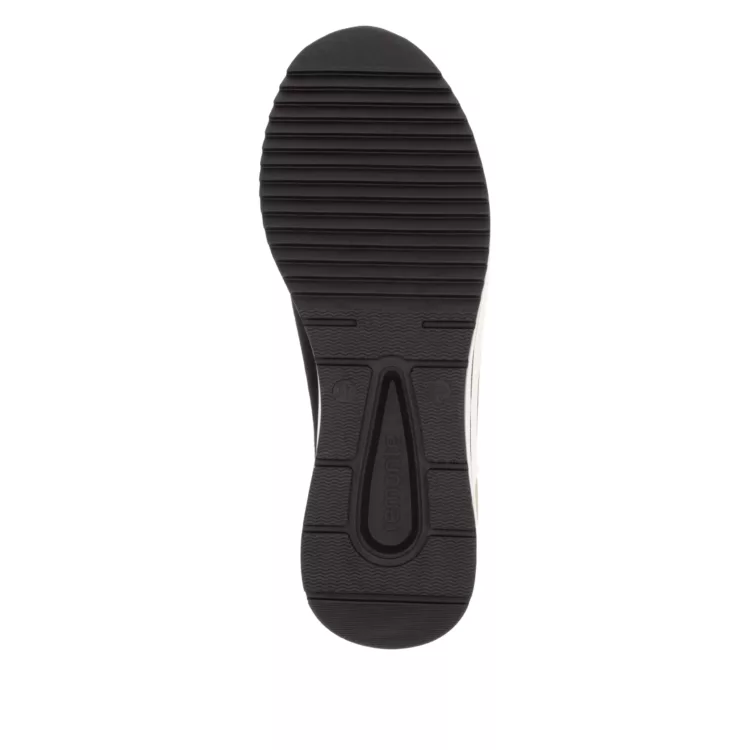 Chaussures compensées noires et léopard ^pour femme de la marque Remonte. Référence D0T08-02 Noir. Disponible chez Chauss'Family magasin chaussures Issoire